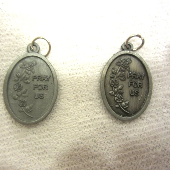 VTG ST ANTHONY PENDANTS, PEWTER IN COLOR, FLOWERS ON BACK $EA - Picture 2 of 2